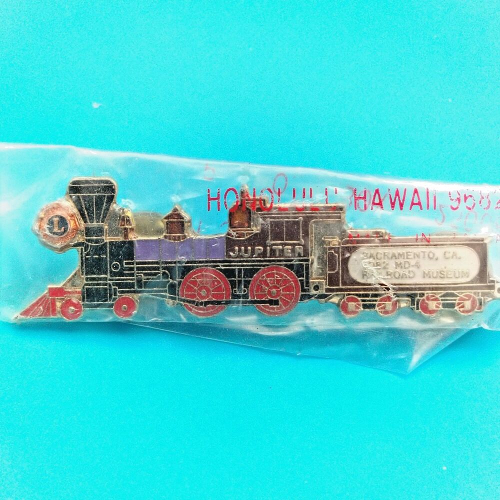 Train Locomotive Lions Club Vintage Pin in Original Plastic Sacramento Railroad